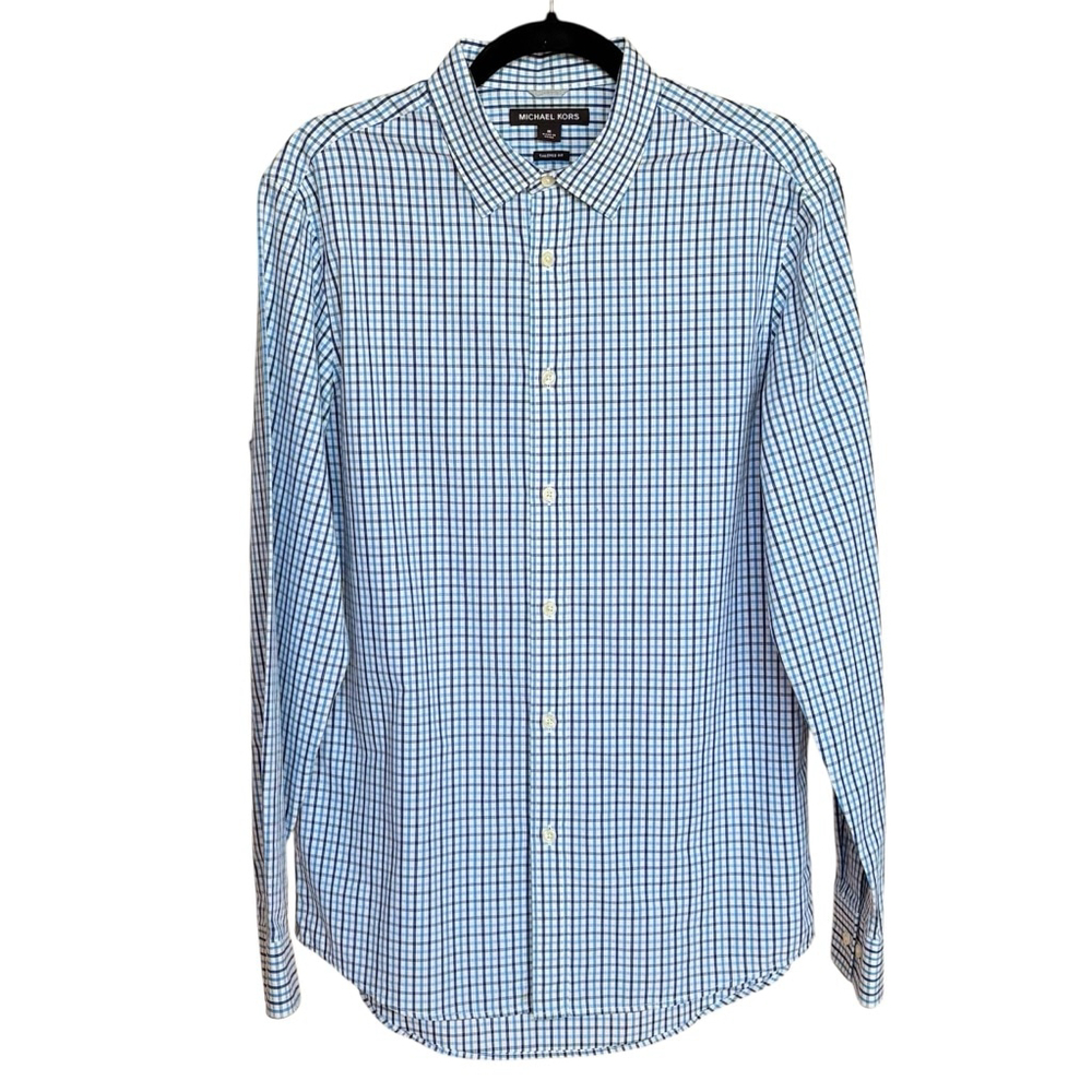 Michael Kors Tailored Fit Oxford Plaid Button Down Shirt M